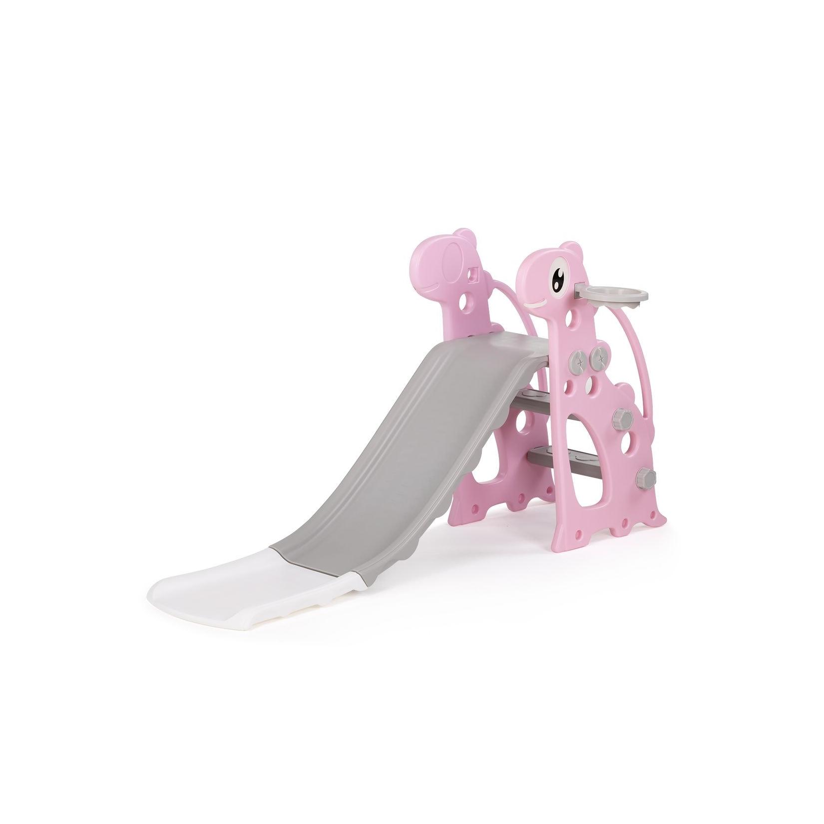 Chipolino Kinderrutsche Dino 116 cm Rutschlänge, Ball mit Basketballkorb, 30 kg rosa