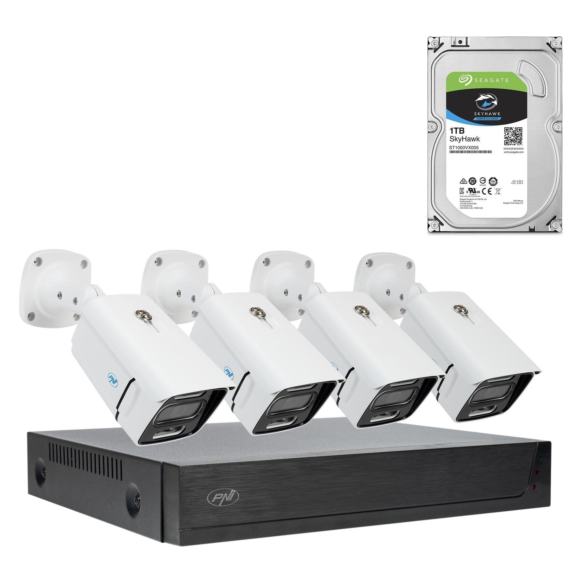 PNI Paket House IPMAX POE 3LR Videoüberwachungspaket, NVR mit 4 POE-Ports, ONVIF und 4 3MP IP-Kamera (2304 x 1296 Pixels) (43699350)