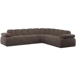 Ecksofa Mojo aus Chenille-Stoff, modern mit verstellbaren Armlehnen, Braun, Rechtsausführung