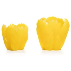 ELAMBIA 2 LED-Kerzen Tulpen-Blüten 5h-Timerfunktion Höhe 8,3cm & 10,5cm