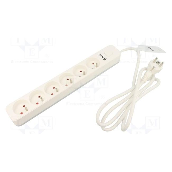HSK Kerg M02411 6 Schutzkontaktsteckdosen - 5,0m Steckdosenleiste über 3x1,5mm2 Kabel, 16A (5 m, CEE 7/3) (M02411)