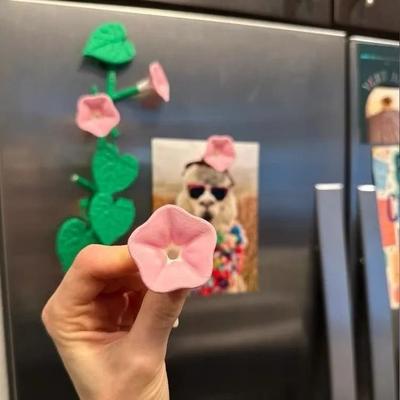 Inspired Finds 3D Printed Morning Glory Vine Fridge Magnet Set 4leave2flower Pink