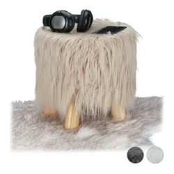 Relaxdays Fell Hocker Beige,Hellbraun