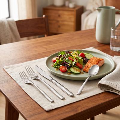 Safdie & Co Vivid 20-Piece Flatware Set, Service for 4, Premium 18/10 Stainless Steel Silverware with Mirror Finish