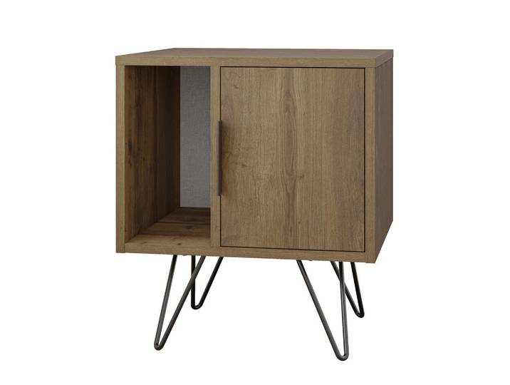 Livetastic Nachtschrank, Eiche dunkel, Metall, 50x60x42 cm, Schlafzimmer, Nachttische