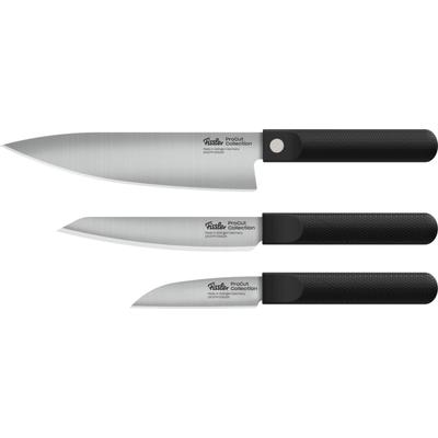 Messer-Set FISSLER "ProcCut Collection", schwarz (silberfarben, schwarz), Spezialklingenstahl, Kochmesser-Sets, Made in Germany, handgeschliffen, 12C27M Spezialmesserstahl