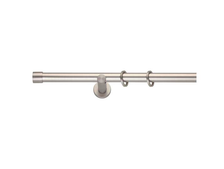 Homeware Rundstangengarnitur, Edelstahlfarben, Metall, 17-teilig, 210-400 cm, Heimtextilien, Vorhänge, Vorhangstangen & Schienen