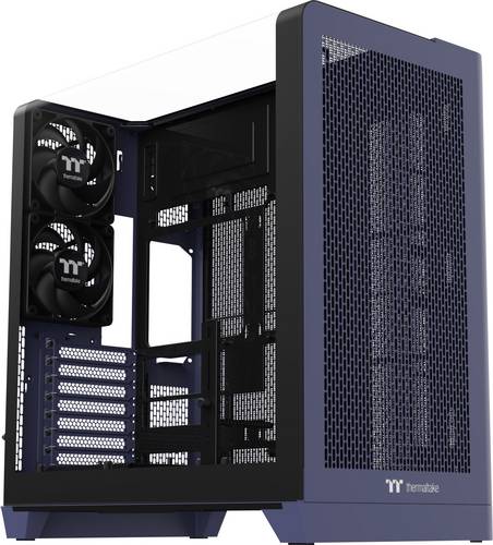 Thermaltake View 390 Air Future Dusk PC-Gehäuse Dunkelblau Staubfilter, Integrierte Beleuchtung, 2 vorinstallierte Lüfter