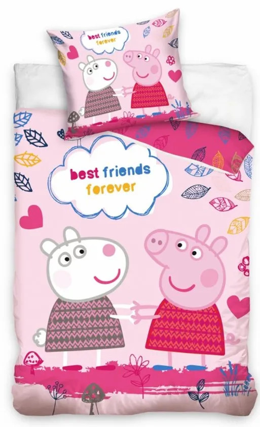 PHU CARBOTEX Peppa Pig dekbedovertrek Best Friends Forever voor kinderen, 140 x 200 cm