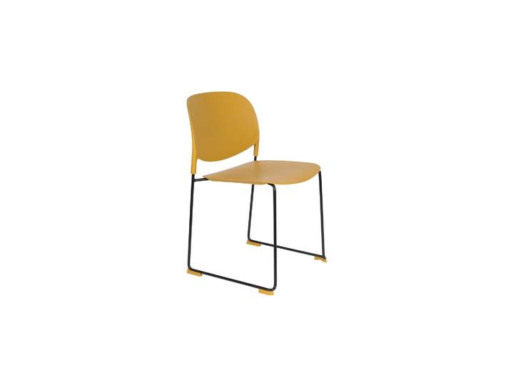 Chaise en polypropylène ocre, empilable, structure acier, patins
