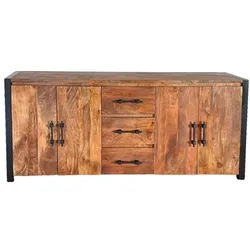 OPIUM OUTLET Möbel Kommode Schrank Sideboard SB-4D braun Mangoholz Massivholz
