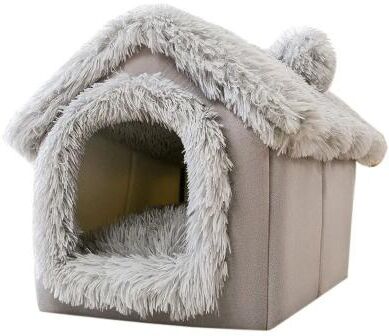 Uplift Essentials Indoor Soft Dog Kennel Warm Pet Bed Cave With Removable Mat s light Grey