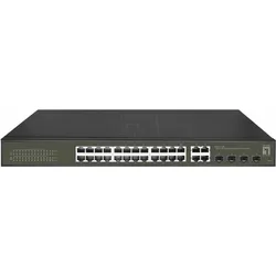 LevelOne Switch 24x GE GES-2128P 4xGSFP 16xPoE+ (28 Ports), Netzwerk Switch, Schwarz
