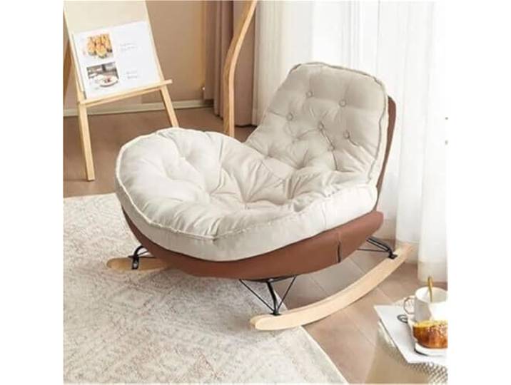 HBSSP Relax-Schaukelstuhl Gepolsterter Übergroßer Schaukelstuhl Große Loungesessel Mit Gepolsterter Sitzfläche for Wohnzimmer Und Schlafzimmer(Brown)
