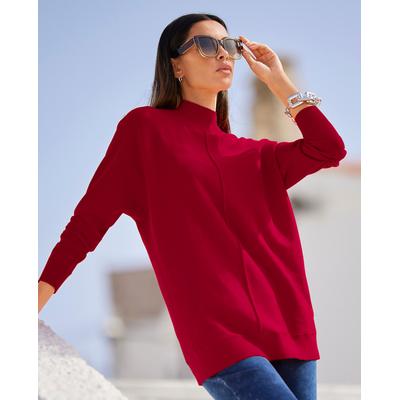 Strickpullover HEINE "Pullover", Damen, Gr. 46, rot, 100% Baumwolle, unifarben, Pullover Strickpullover