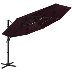 Helloshop26 - Vierstufiger Sonnenschirm mit Aluminiumstange 3 x 3 m bordeauxrot 02_0008789