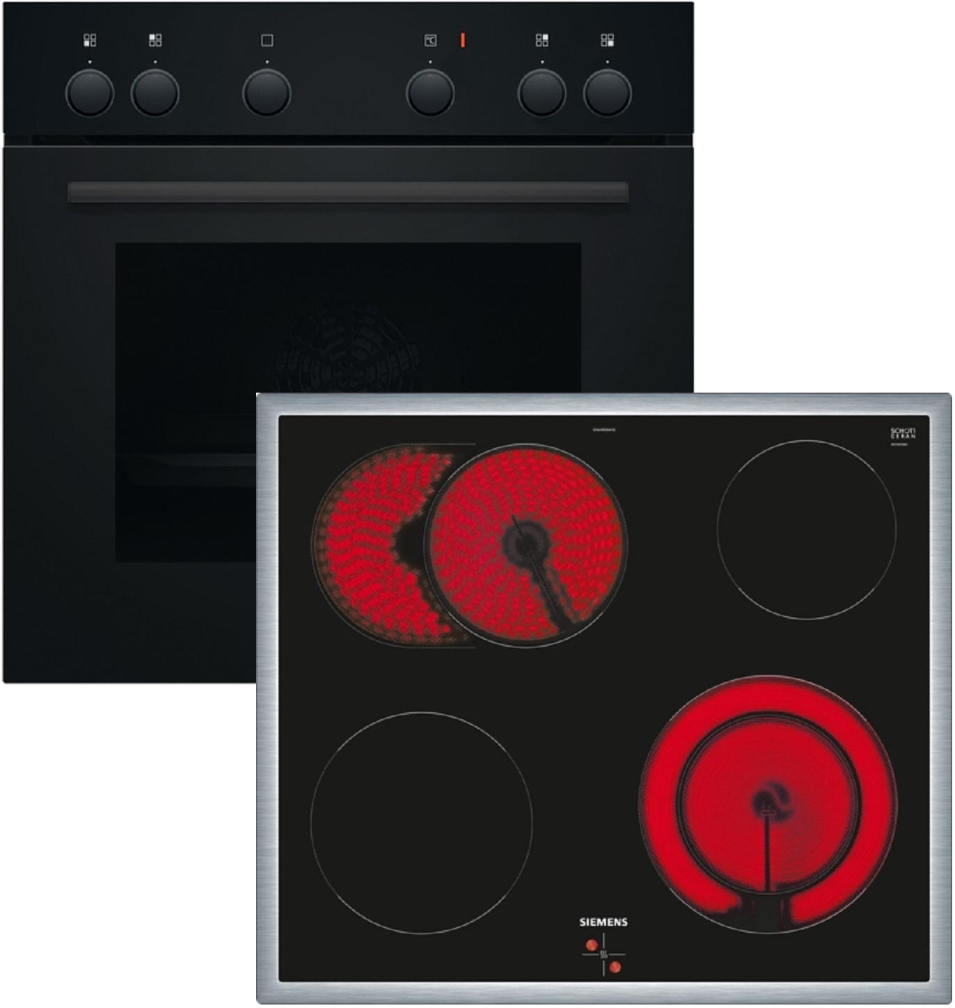 Siemens iQ300 HE010FBA1 + EA64RGNA1E, Glaskeramikkochfeld, 4 Zone(n), Glaskeramik, Schwarz, Touchsteuerung, 58,3 cm