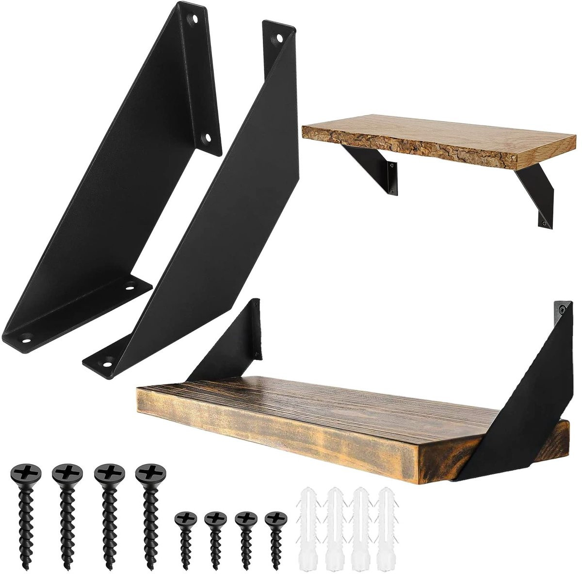 Dailygoods Plankhouder Zwart - 2 Stuks Metaal - Robuuste Wandplankdragers