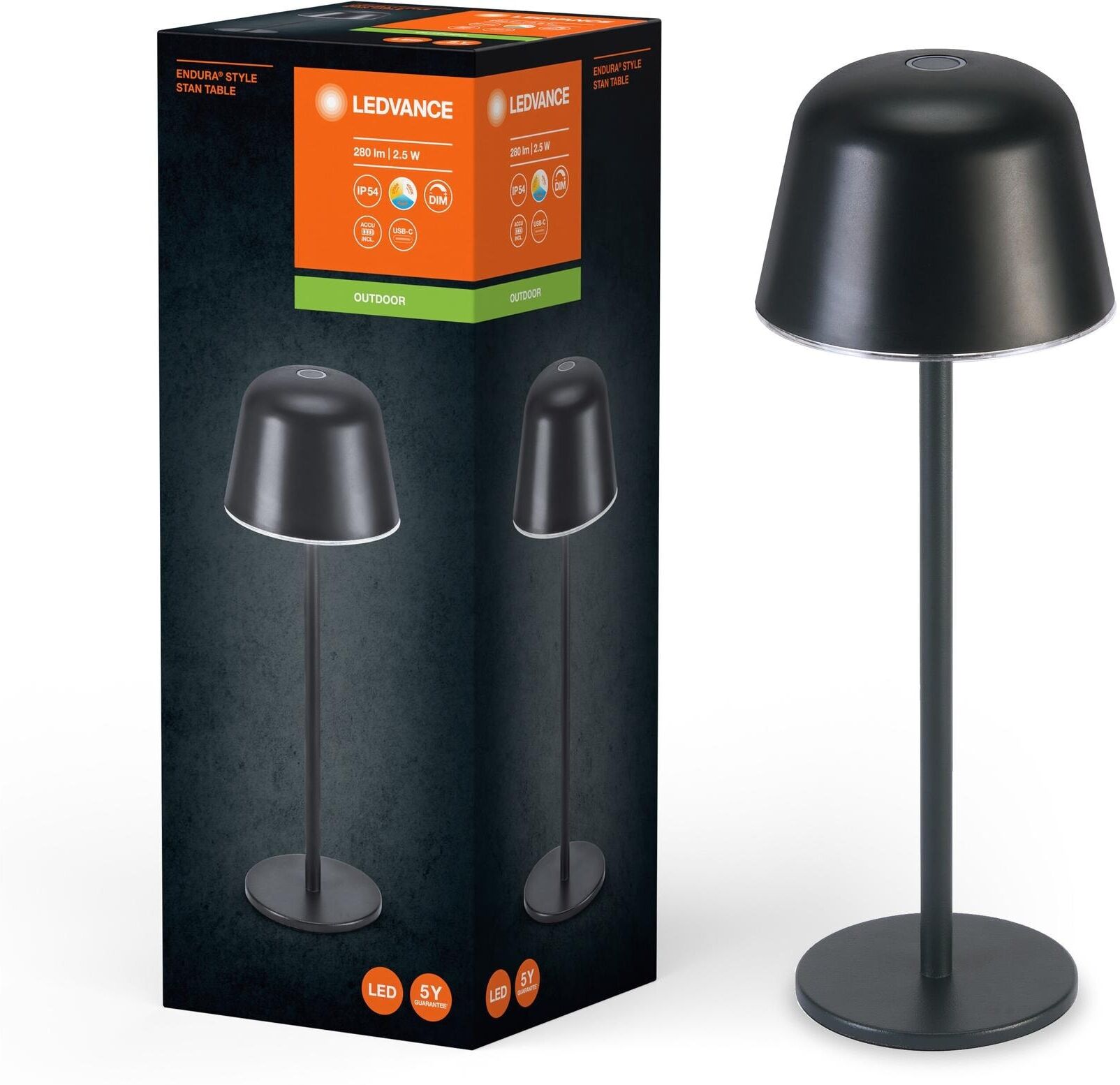 LED Tischleuchte "CCT USB", grau (dunkelgrau), Ø 11cm H: 30cm, Leuchten, LED Tischleuchte dunkelgrau Ø 11cm H: 30cm