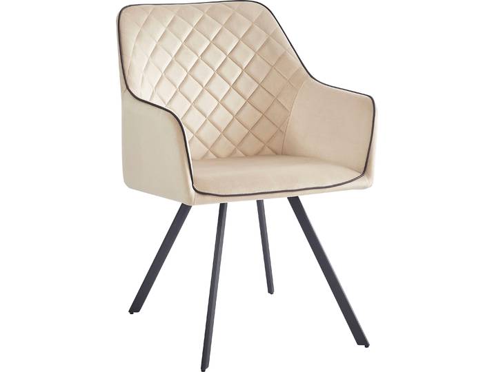 Polsterstuhl KAYOOM Stuhl Amber 125, Toller Stuhl aus Samt, mit Beinen aus Eisen , beige (beige, beige), B:58cm H:85cm T:64,5cm, Eisen, Polyester, Stühle, Polsterstuhl, Toller Stuhl aus Samt, Glamour in Ihr Zuhause, mit Beinen aus Eisen