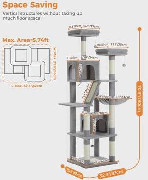 Uplift Picks Multi Level Cat Tree Tower With Hammock Condo And Scratching Posts e