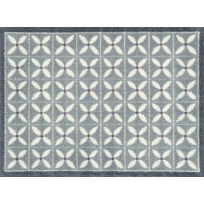 Fußmatte TURTLE MAT "Flower Fields Grey", grau, B:60cm H:9mm L:85cm, Baumwolle, Teppiche, Fußmatte