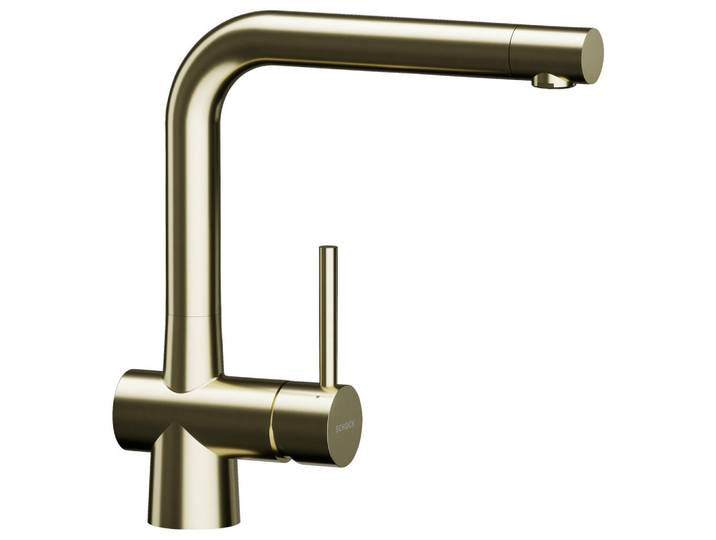 Schock Küchenarmatur Laios, Weiß, Gold, Metall, 5.1x28.5x21.6 cm, flexible Anschlussschläuche, schwenkbarer Auslauf 360°, Küchen, Küchenausstattung, Küchenarmaturen