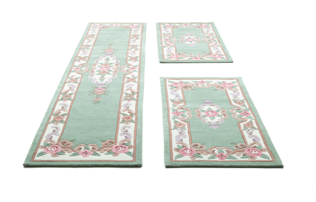 Fleur De Lis Living Ming Hand Tufted Green Rug Green Runner 70 x 600cm