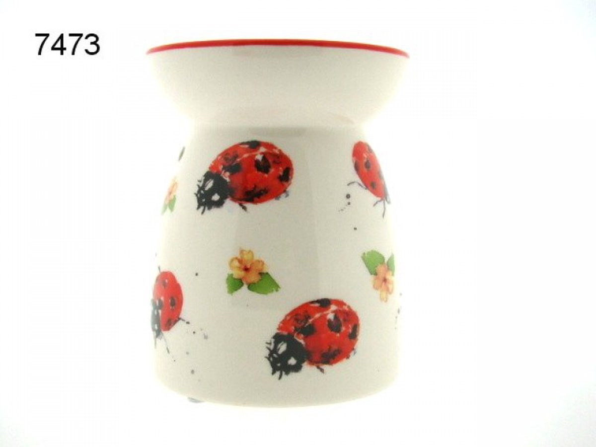 Lesser & Pavey Oliebrander Lieveheersbeestjes met Bloemen Motief – Keramiek – Hoogte: 10 cm
