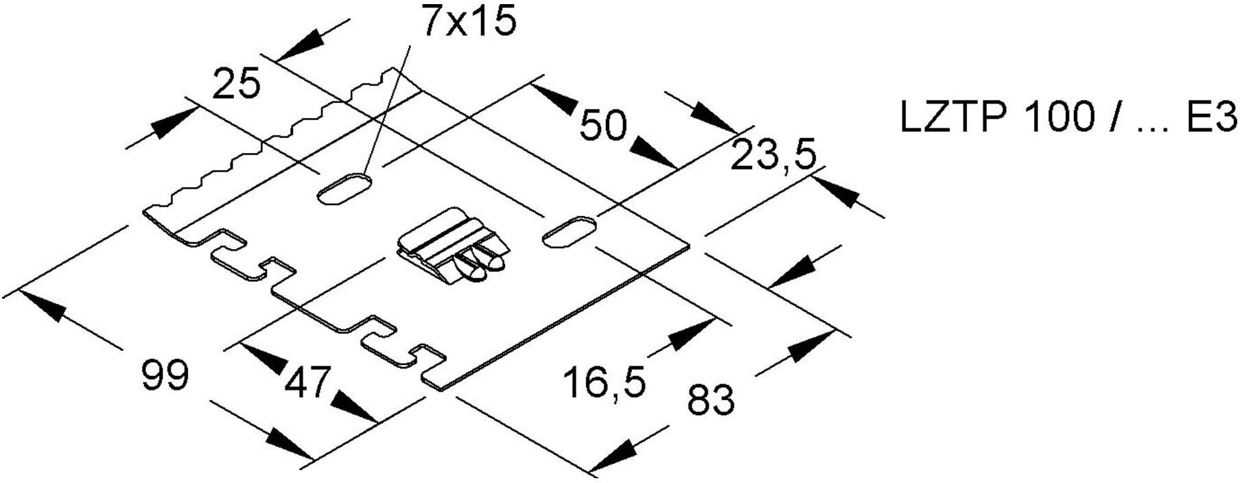 Niedax Trennstegbefestig.-platte B=199,Stahl S LZTP 200)