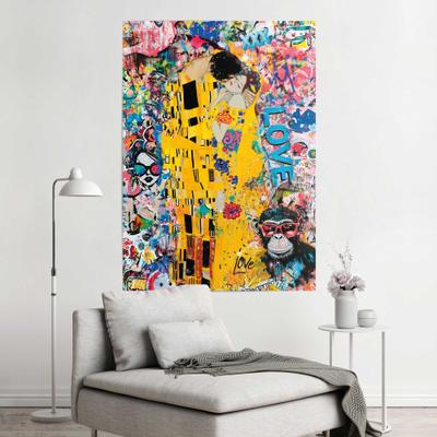 Poster REINDERS "Modern Kiss", farbe bild(er): gelb, Bilder, B/H/T: 100cm x 140cm x 0,1cm, Gemälde, 1 Stk., Papier, Poster, Wohnzimmer - Gelb - Papier - Berühmte Künstler - 100x140 cm, B:100cm H:140cm T:0,1cm