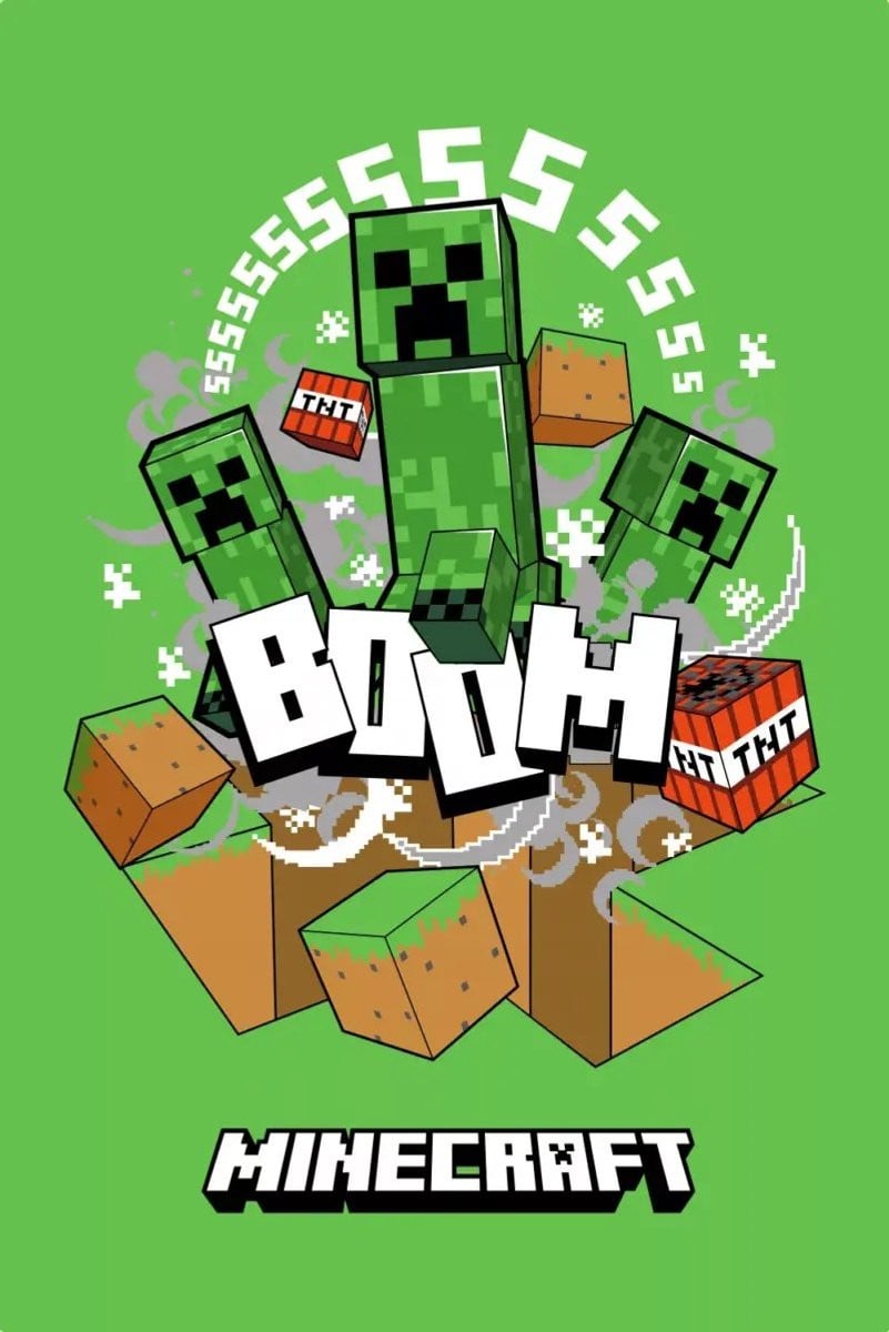 Minecraft fleece plaid voor kinderen - Groen - 100 x 150 cm