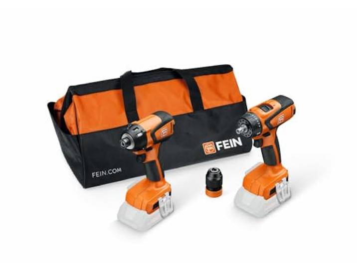 FEIN Combo d’avantages sans fil.Visseuse-boulonneuse à choc ASCD 18-200 W4 & perceuse-visseuse ASCM 18 QSW. Compatible avec les batteries 18 V Bosch Professional depuis 2008 et AMPShare.Sac en nylon