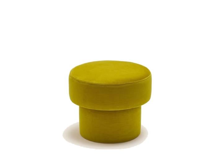 Pouf en velours lumineux jaune ø35xø45xh36 cm