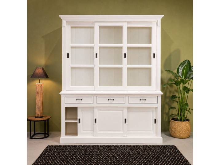 Wohnpalast Vitrine Vitrinen Schrank Vincenza weiß 200 cm