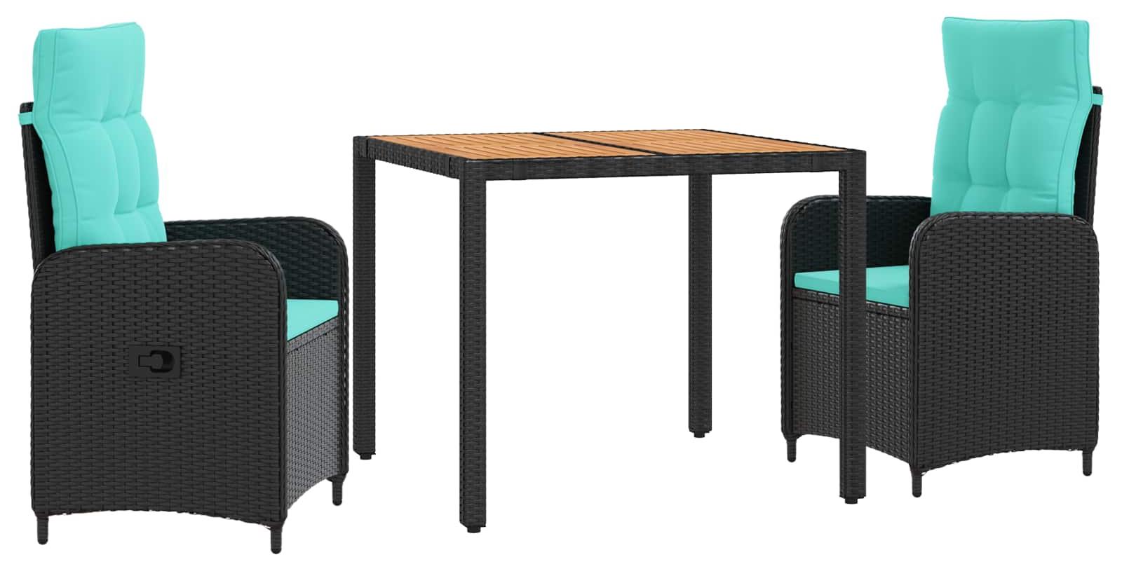 Outdoortisch-Set 3 stk. PE Rattan und pulverbeschichteter Stahl