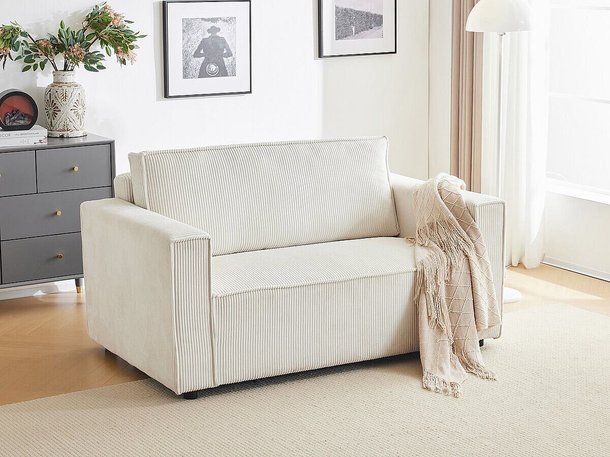 Habitat et jardin Sofá convertible recto de pana <<Grenelle>> - 2 asientos - Beige