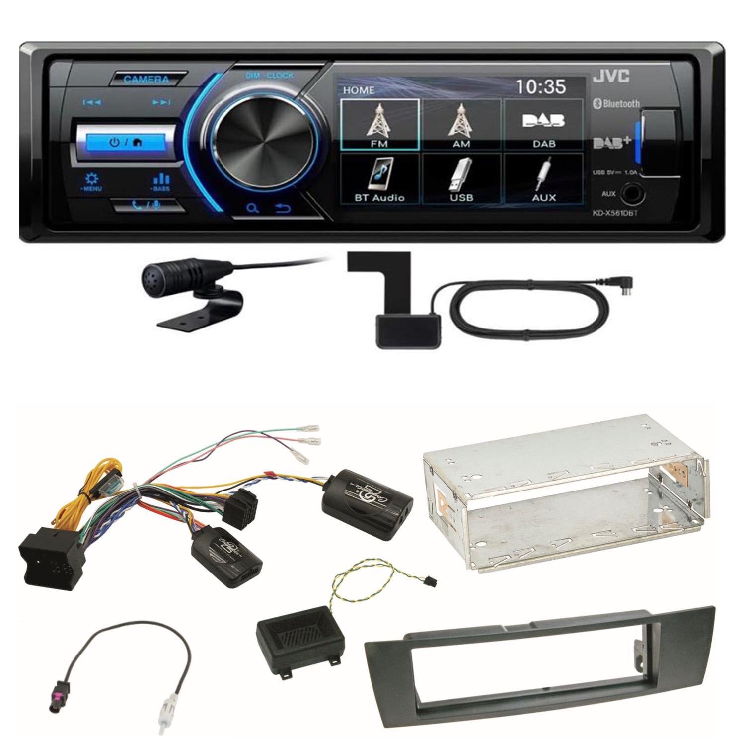 JVC KD-X561DBT Digitalradio Bluetooth USB Einbauset für BMW E87 E81 E82 X1 E84