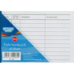 Stylex Fahrtenbücher mit 40 Blatt, DIN A6, 100 Stück
