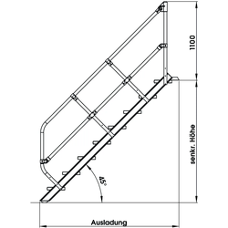 MUNK Treppe 45°  inkl. einen Handlauf, 600mm Stufenbreite, 4 Stufen