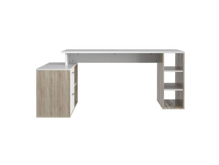 Bureau d'angle WRITE Imitation chêne et blanc