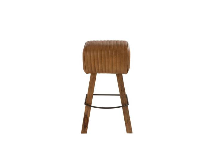Tabouret de bar saut de cheval en bois et cuir