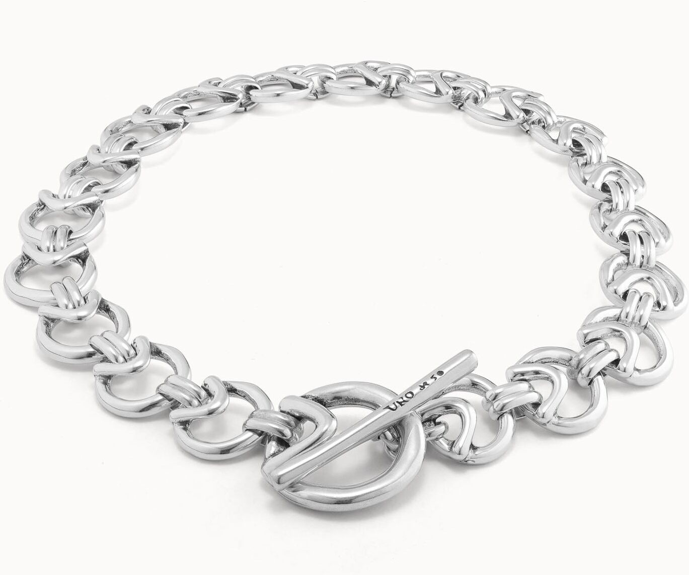 UNOde50 Collar corto de eslabones bañado en plata de ley Plateado U