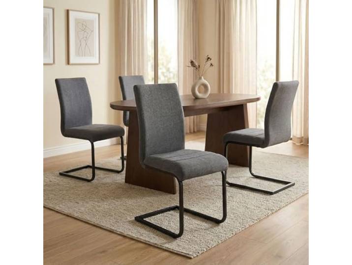 IDIMEX Schwingstuhl Leticia, 4er Set, anthrazit/schwarz, Bequeme Polsterung, Robustes Metallgestell. Ideal für Esszimmer & Küche. Modernes Design, langlebig, Pflegeleicht, vielseitig einsetzbar.