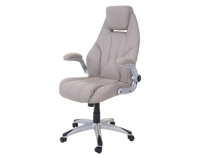 Bürostuhl HWC-A65, Schreibtischstuhl Chefsessel Drehstuhl, Kunstleder MVG- taupe-grau