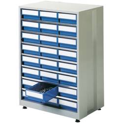 Treston Großes Schubladenmagazin 2440-5 mit 24 Schubladen in rot. Gehäuse BxTxH 605x410x870 mm, hellgrau
