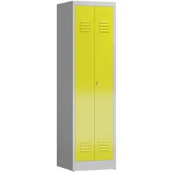 Spind Stahl-Spindschrank für Schwarz-Weiß-Trennung für 1 Person Kleiderspind 2 türig 180x50x50cm grau/gelb X-510406
