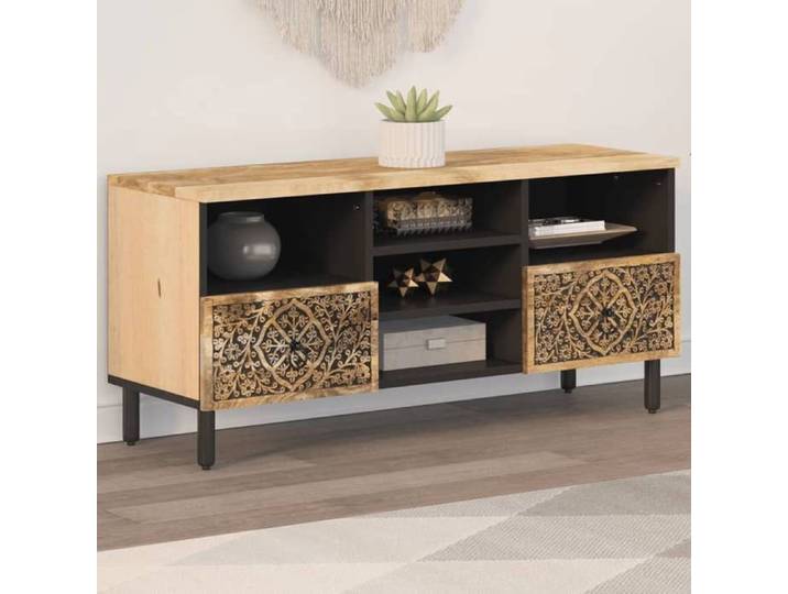 Meilleures Meuble TV 100x33x46cm - Bois massif de manguier SSD31346142