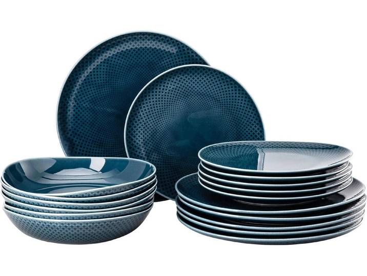 Speiseteller ROSENTHAL Tellersevice Junto Ocean Set 18-teilig , blau (ozeanblau), Porzellan, Speiseteller, Speiseteller