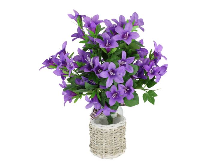 Kunstblume I.GE.A. Glockenblumen-Strauß in Vase , lila (violett), B:24cm H:36cm L:20cm, Polyester, Kunstpflanzen, Kunstblume, Sternblumen Blumen Dekoblumen Künstlich Bouquet Blumenstrauß